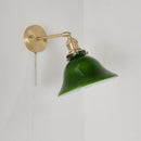 Helnys Copper Swing Arm Wall Lamp with Green White Lampshade
