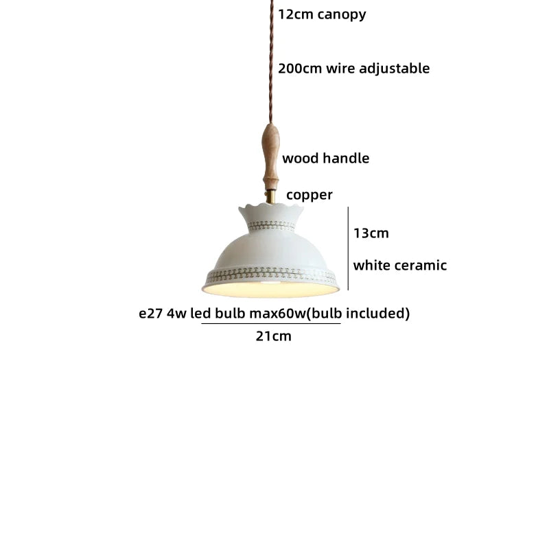 Helnys Ceramic LED Pendant Light Home Decor Hanglamp