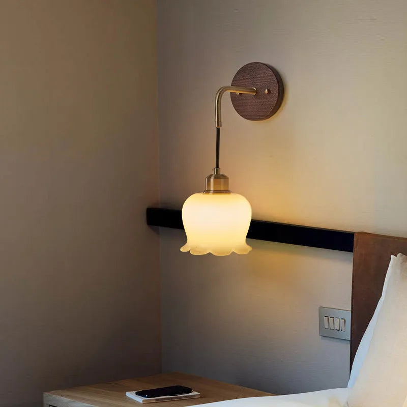 Helnys Walnut Wood LED Wall Lamp Modern Nordic Resin Stair Light Adjustable Luminaire