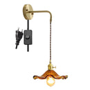 Helnys Amber Glass LED Wall Sconce for Living Room, Bedroom, Bar - Copper Wall Lamp