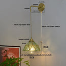 Helnys Vintage Glass Brass LED Wall Sconce Switched Vanity Light