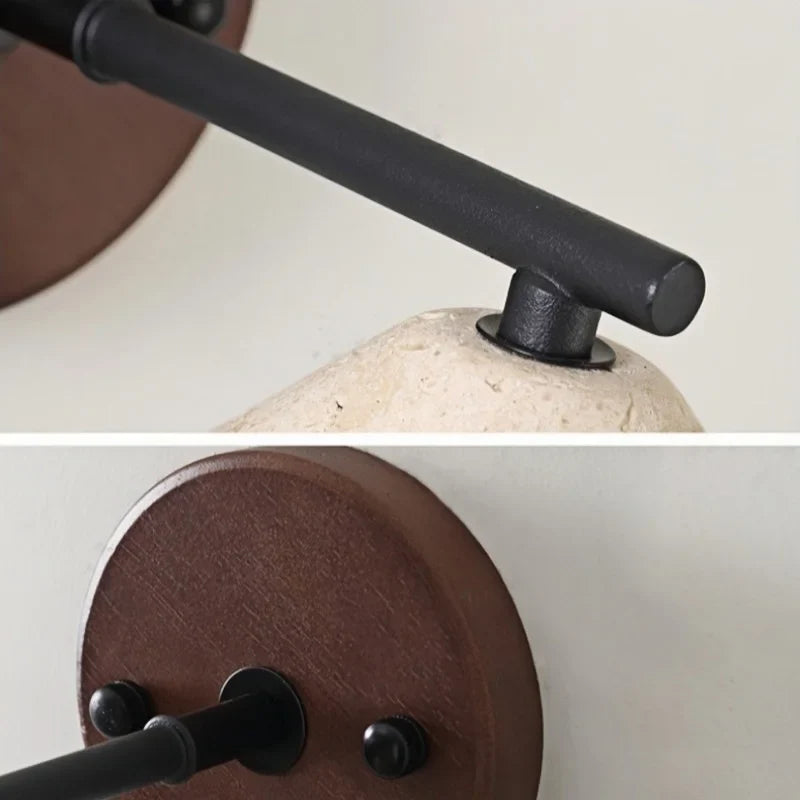 Helnys LED Wall Light Hotel Hallway Wood Pull Chain Iron Mirror Light