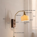 Helnys Nordic Copper LED Wall Lights Fixtures Switch Walnut Wall Lamp