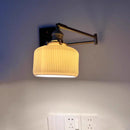 Helnys Wood Swing Arm LED Wall Light Rotatable Bedside Lamp