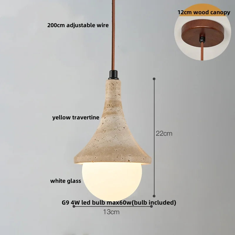 Helnys LED Pendant Lamp Yellow Travertine Modern Nordic Home Decor