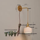 Helnys Walnut Wood LED Wall Sconce Modern Copper Pull Chain Switch Stair Light Fixtures