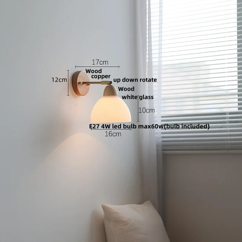 Helnys Ceramic Wood Wall Sconce Up Down Rotate LED Light Fixture