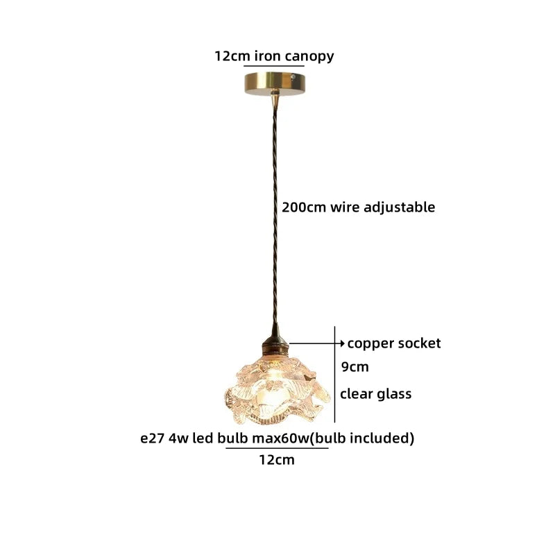 Helnys Amber Glass LED Pendant Lights for Dining and Living Room