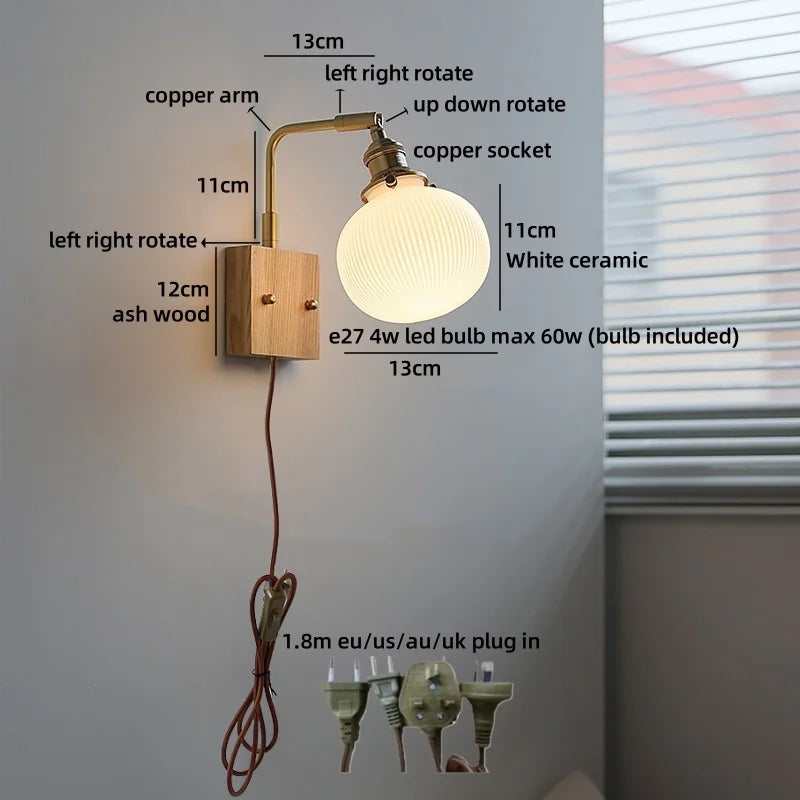 Helnys Ceramic LED Wall Lamps, Warm Light, Nordic Modern Design
