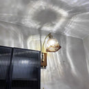 Helnys LED Glass & Wood Wall Lamp with Pull Chain Switch for Living Room