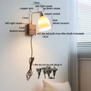 Helnys Vintage Brass Ceramic LED Wall Lamp with Pull Chain Switch