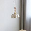 Helnys Butterfly Ceramic LED Pendant Lamp with Wooden Handle Copper Socket