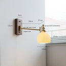 Helnys Ash Wood Canopy LED Wall Sconce Pull Chain Switch Rotate Bedroom Lamp