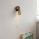 Helnys LED Wall Light Fixture Gold Copper Walnut Wood Japan Style InteriorBalcony Bedside lamp