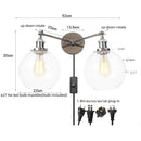 Helnys Retro LED Wall Light Fixtures with Pull Chain Switch, Industrial 2 Heads Sconce