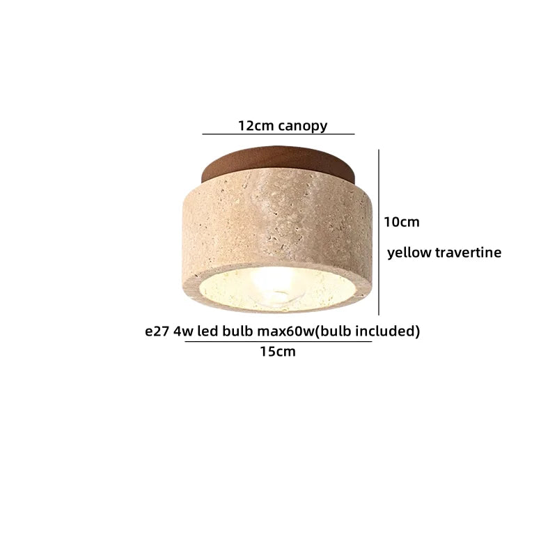 Helnys Yellow Travertine Square LED Ceiling Light Fixture