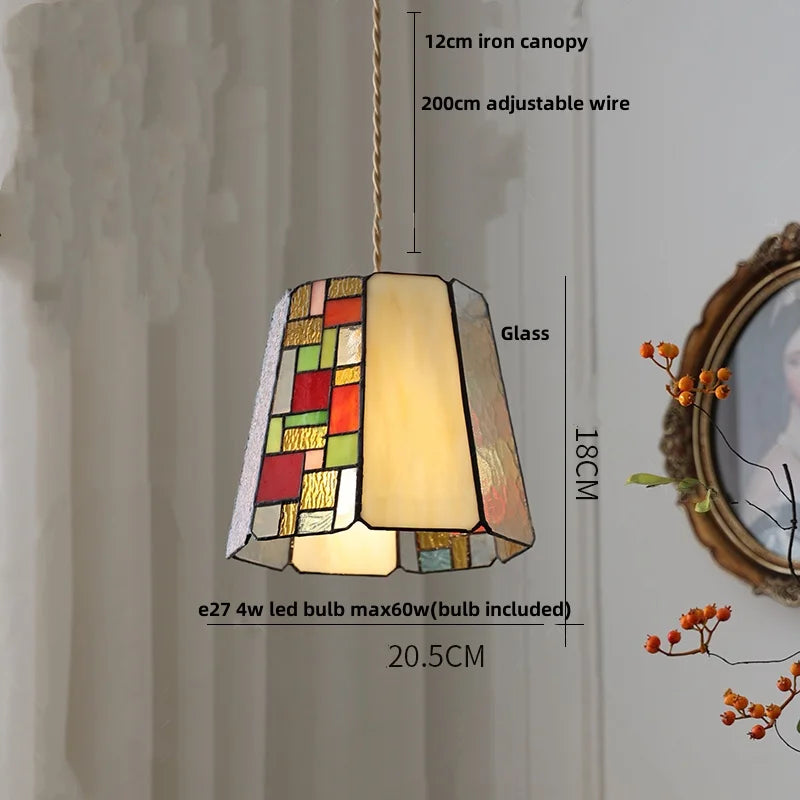 Helnys Tiffany Style Glass LED Pendant Lights for Dining Kitchen Restaurant