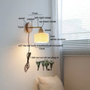 Helnys Nordic LED Wall Light Copper Arm White Glass Bedside Lamp