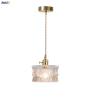 Helnys Modern LED Pendant Lamp Brass Switch Clear Glass Dining Room Light