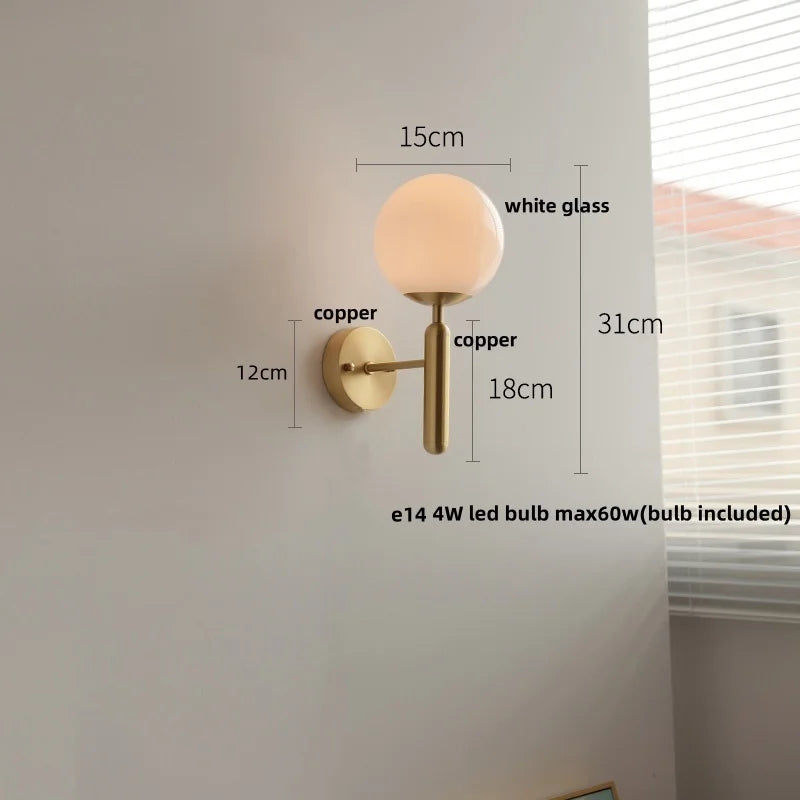 Helnys Copper Base LED Wall Lamp with Pull Chain Switch