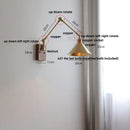 Helnys Copper LED Swing Arm Wall Sconce Walnut Finish, Pull Chain Switch Home Decor