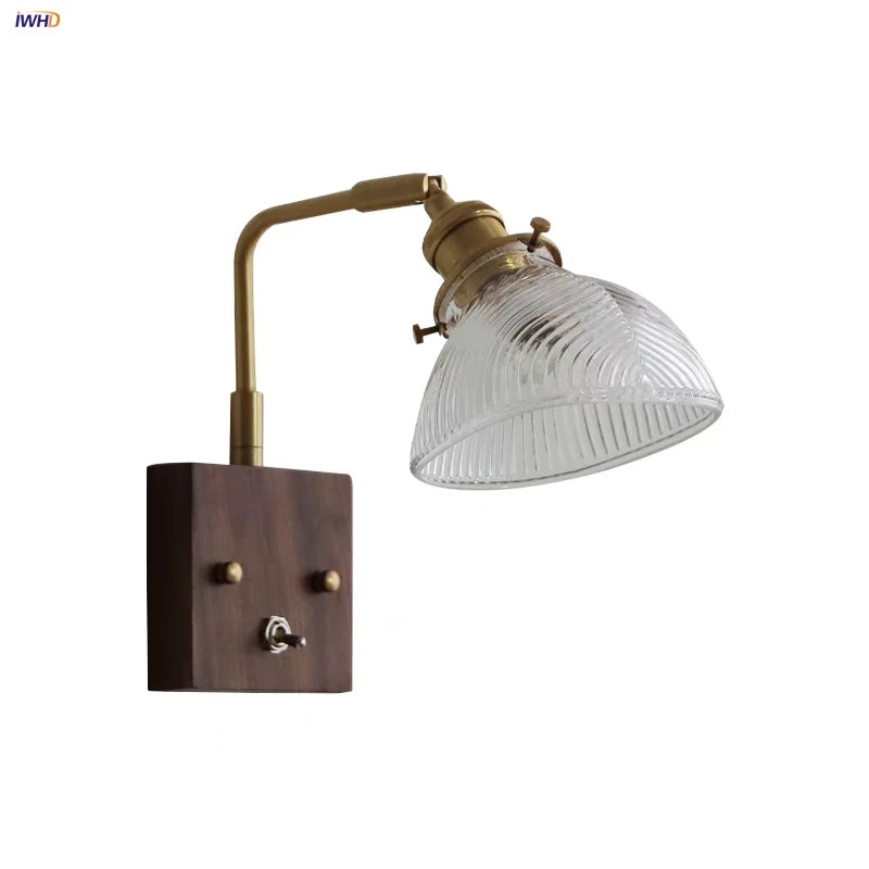 Helnys Clear Glass LED Wall Lights Kitchen Bedroom Modern Toggle Switch Bedside Lamp