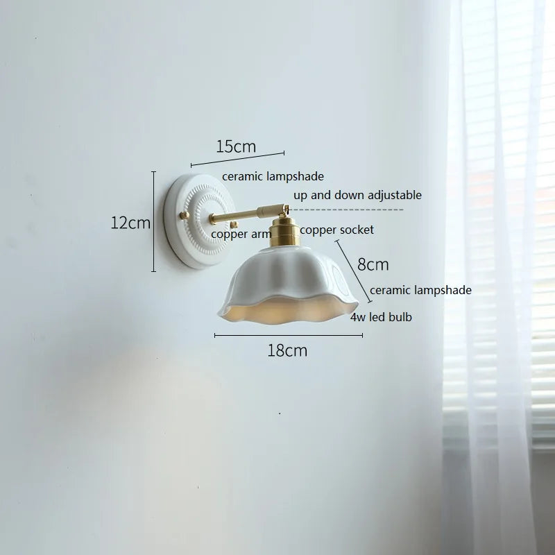 Helnys Butterfly Ceramic LED Wall Lamp Nordic Modern Indoor Lighting Home Stair Light