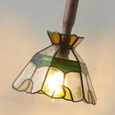 Helnys Tiffany Style Walnut Wood LED Pendant Lights with Colorful Glass