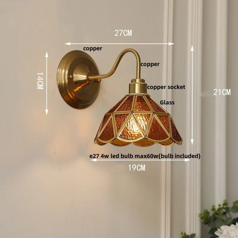 Helnys Green Glass LED Wall Lamp Sconce Vintage Loft Stair Light Fixtures Wandlamp