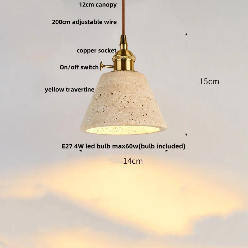 Helnys Yellow Travertine LED Pendant Lights - Nordic Modern Hang Lamp