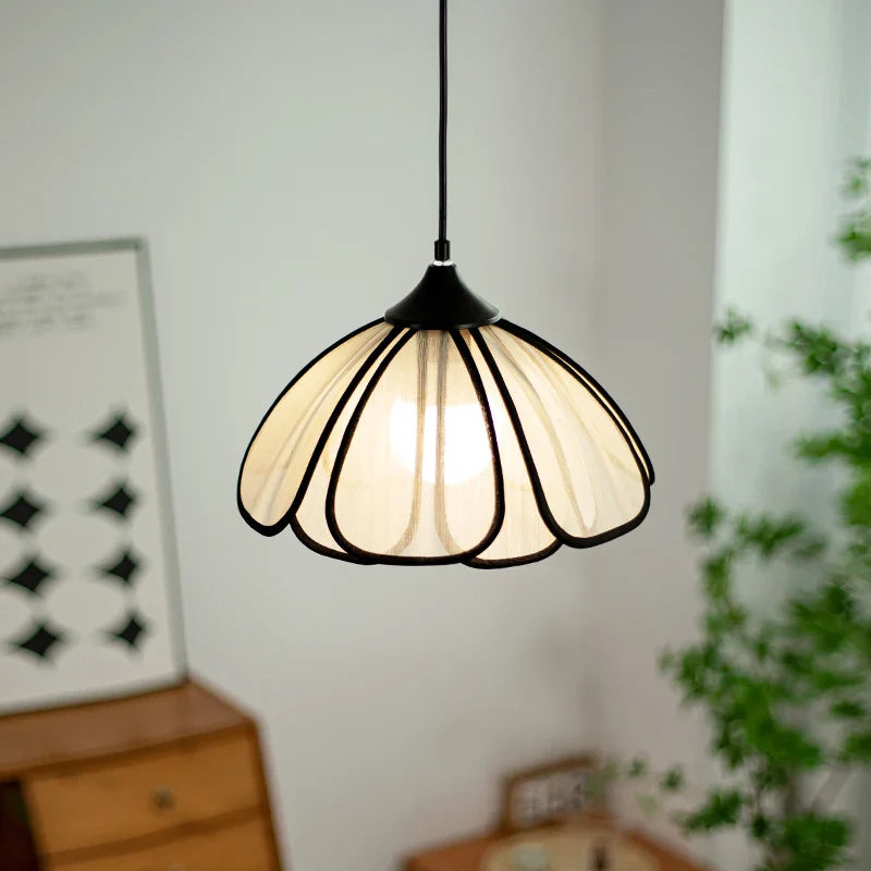 Helnys Musa Hemp LED Pendant Light: Japanese Style Flower Lampshade for Home Decor