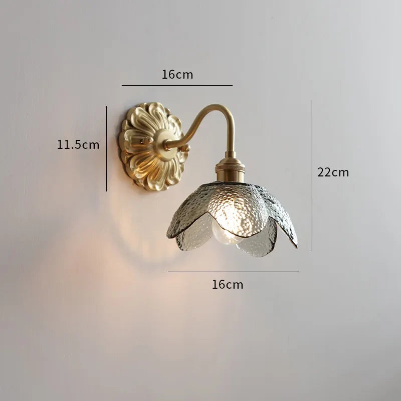 Helnys Smoke Gray Glass LED Wall Sconce - Modern Copper Wandlamp Fixtures