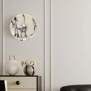 Helnys Round Bulgari Stone Shade Pull Chain Switch LED Wall Lamp for Luxury Living Room