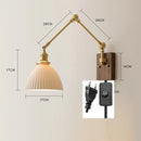 Helnys Copper Swing Arm LED Wall Light with Pull Chain Switch and Walnut Canopy