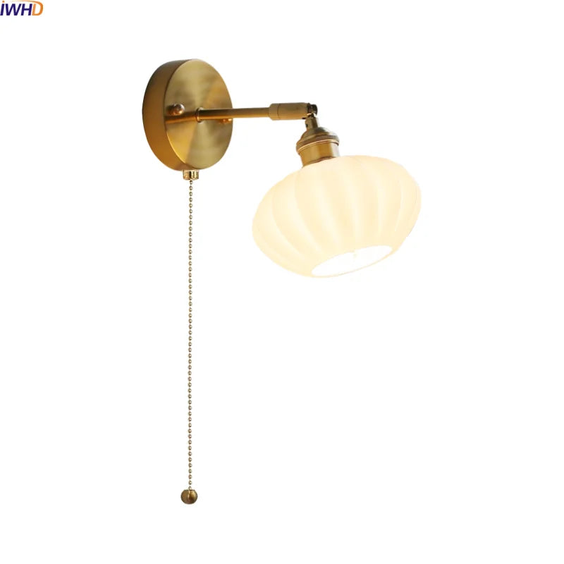 Helnys Pumpkin LED Wall Lamps Glass Nordic Modern Rotate Light