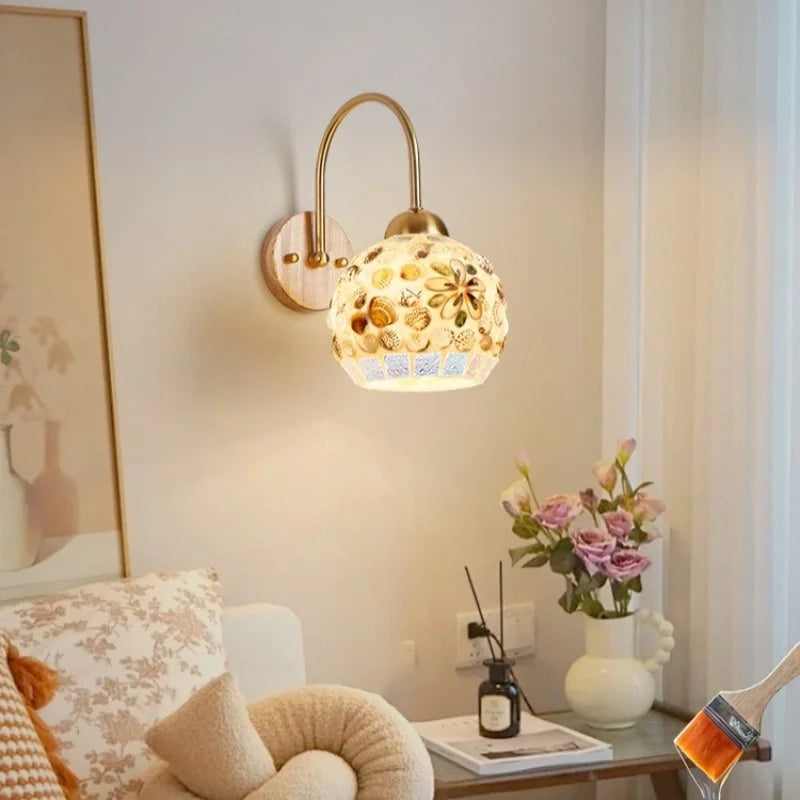 Helnys Shells Resin LED Wall Lamp for Indoor Bedroom Decor & Stair Light