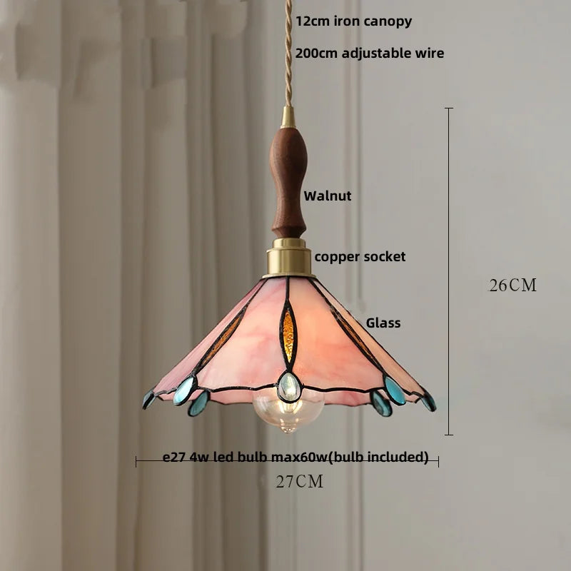 Helnys White Glass LED Pendant Light Fixture Nordic Modern Walnut Wood Hang Lamp