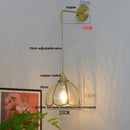 Helnys Vintage Glass Brass LED Wall Sconce Switched Vanity Light
