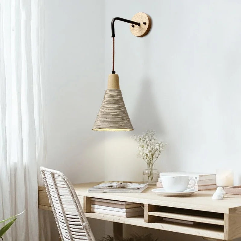 Helnys Nordic LED Wall Light Living Dining Room Cement Lampshade Sconce
