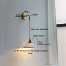 Helnys Ceramic Vintage LED Wall Light Bathroom Round Design Pull Chain Bedside Lamp