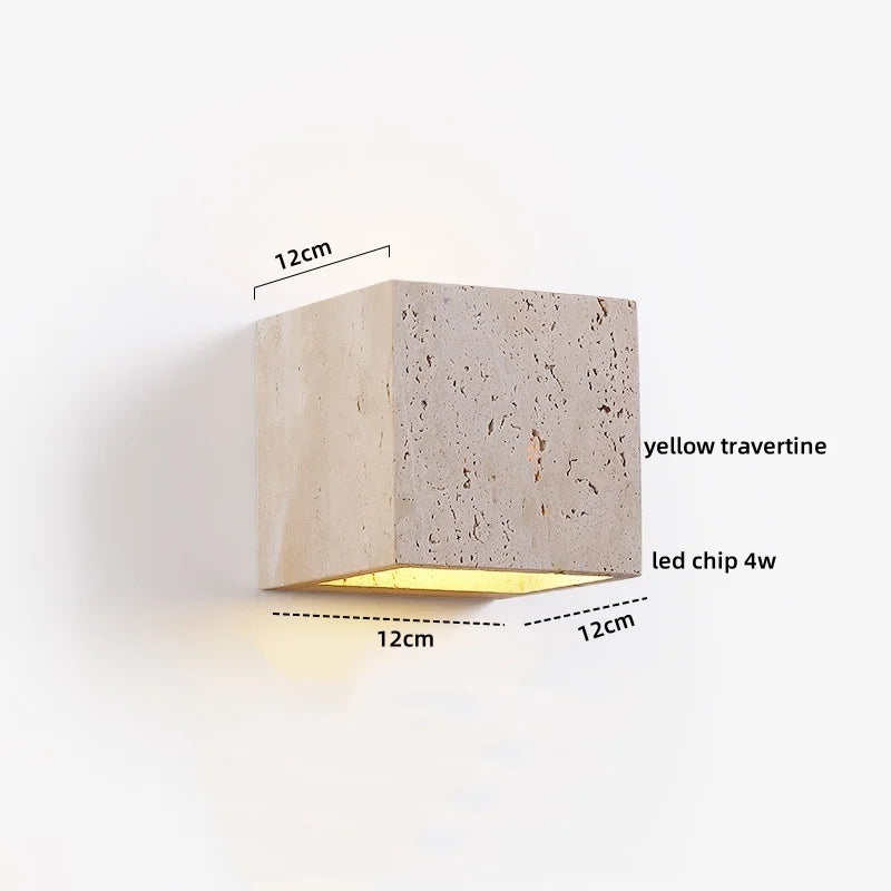 Helnys Wood Canopy LED Wall Lights - Nordic Modern Yellow Travertine Sconce