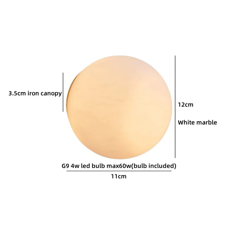 Helnys White Glass Ball LED Wall Sconce - Wireless Wall Light Fixture