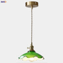 Helnys Modern Green Glass LED Pendant Lamp with Adjustable Wire - Nordic Style