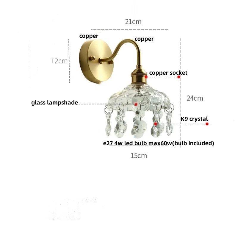Helnys Conch Copper LED Wall Light Fixture with Pull Chain Switch