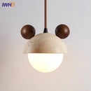 Helnys Stone Wood LED Pendant Lights - Modern Scandinavian Hanging Lamp for Bedrooms