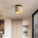 Helnys Modern LED Wood Yellow Travertine Ceiling Light Fixture