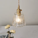 Helnys Clear Glass LED Pendant Light Fixture with Copper Knob Switch