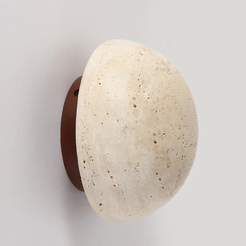 Helnys Stone Yellow Round Wall Light Modern Nordic Bedroom Living Room Lamp