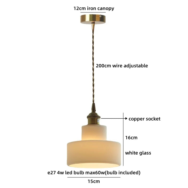 Helnys Amber Glass LED Pendant Lights for Dining and Living Room