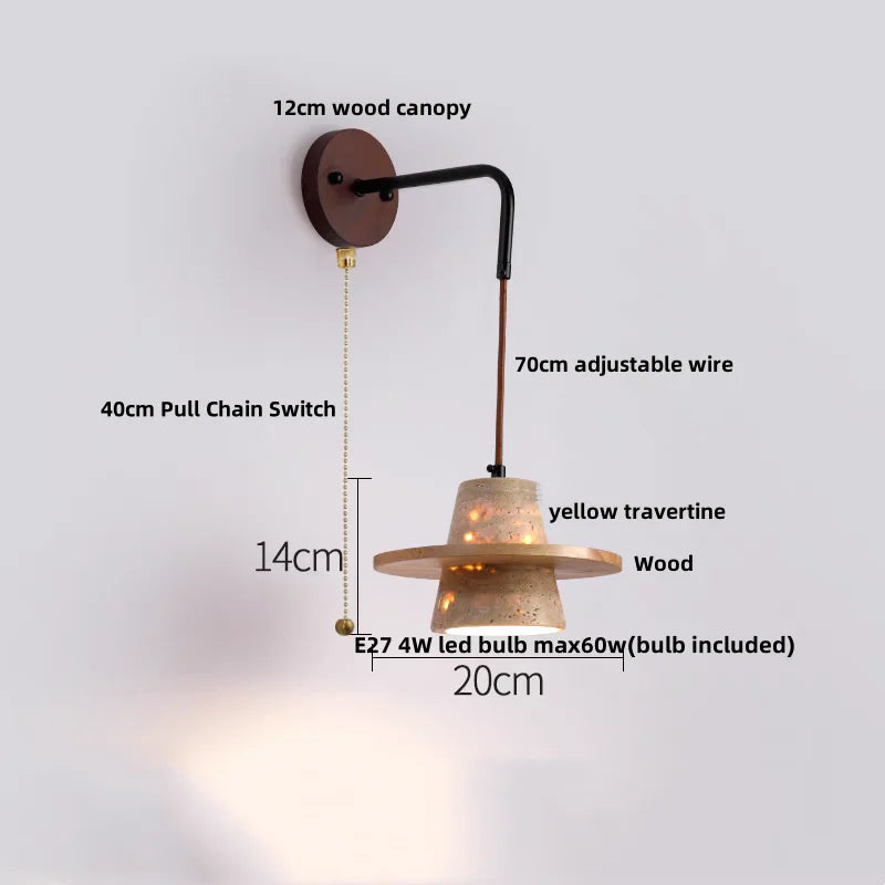 Nordic Copper LED Wall Light by Helnys - Modern Design with Pull Chain Switch